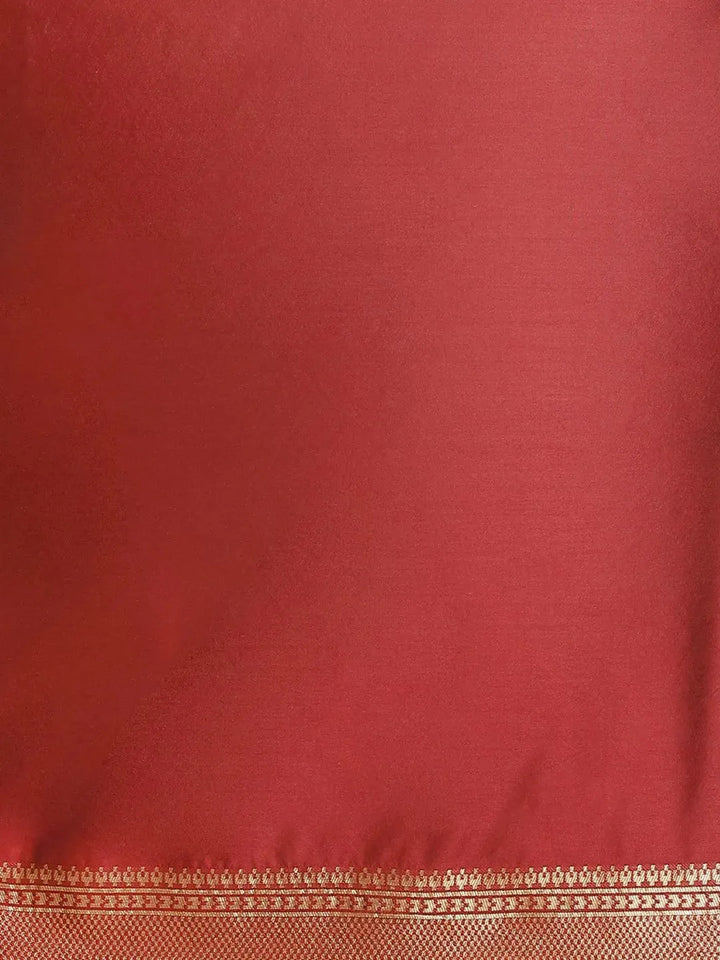 Maroon Woven Design Brocade Saree - Libas