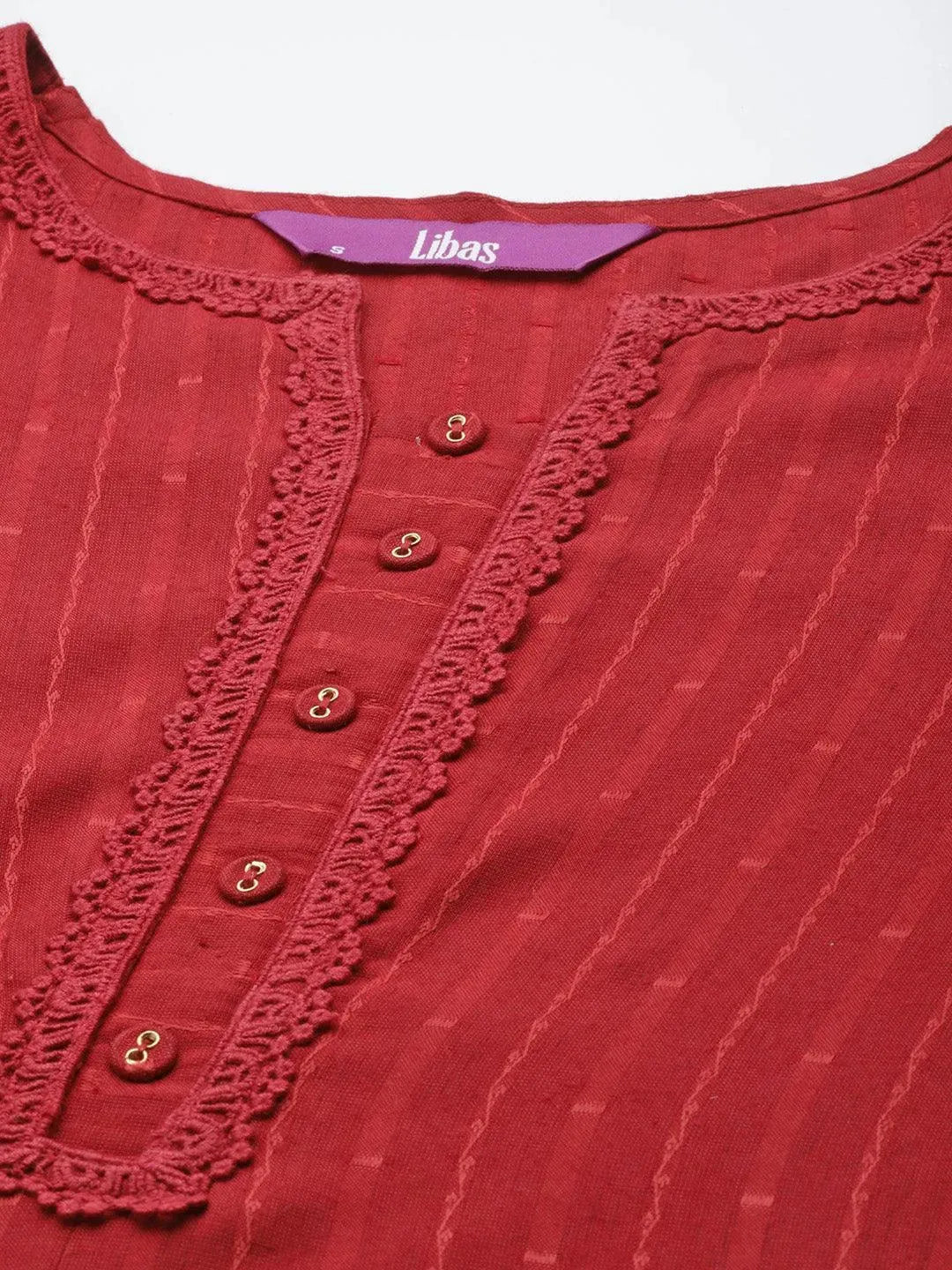 Maroon Woven Design Rayon Kurta - Libas