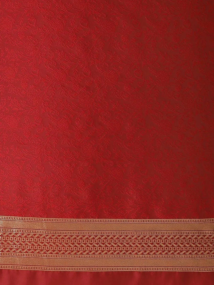 Maroon Woven Design Silk Saree - Libas
