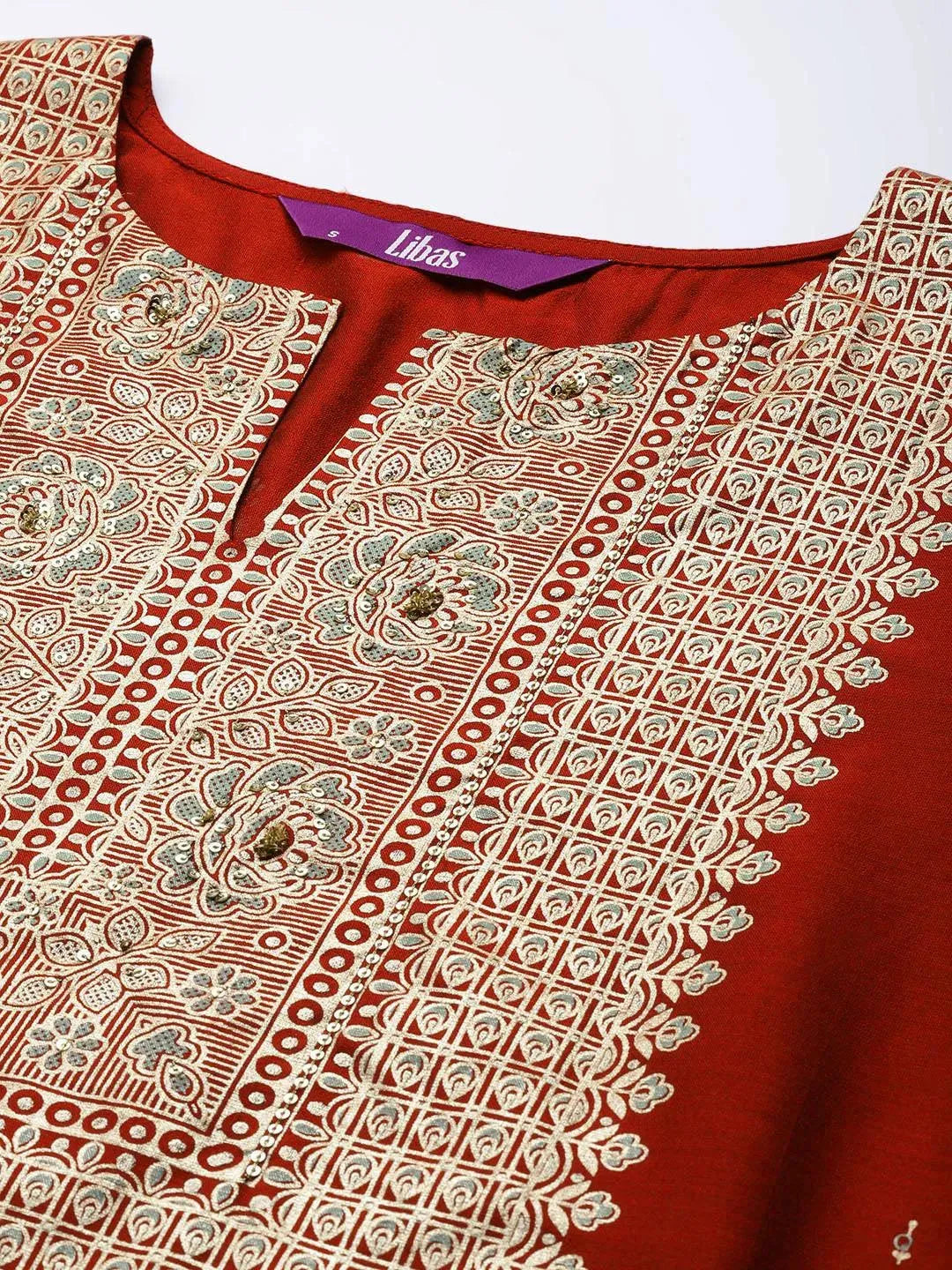 Maroon Yoke Design Chanderi Silk Kurta - Libas