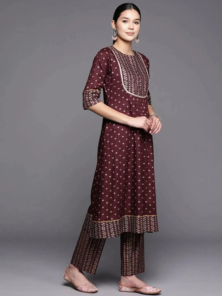 Maroon Yoke Design Rayon A-Line Kurta - Libas