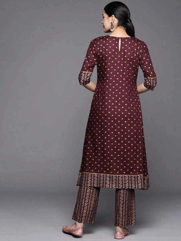 Maroon Yoke Design Rayon A-Line Kurta - Libas