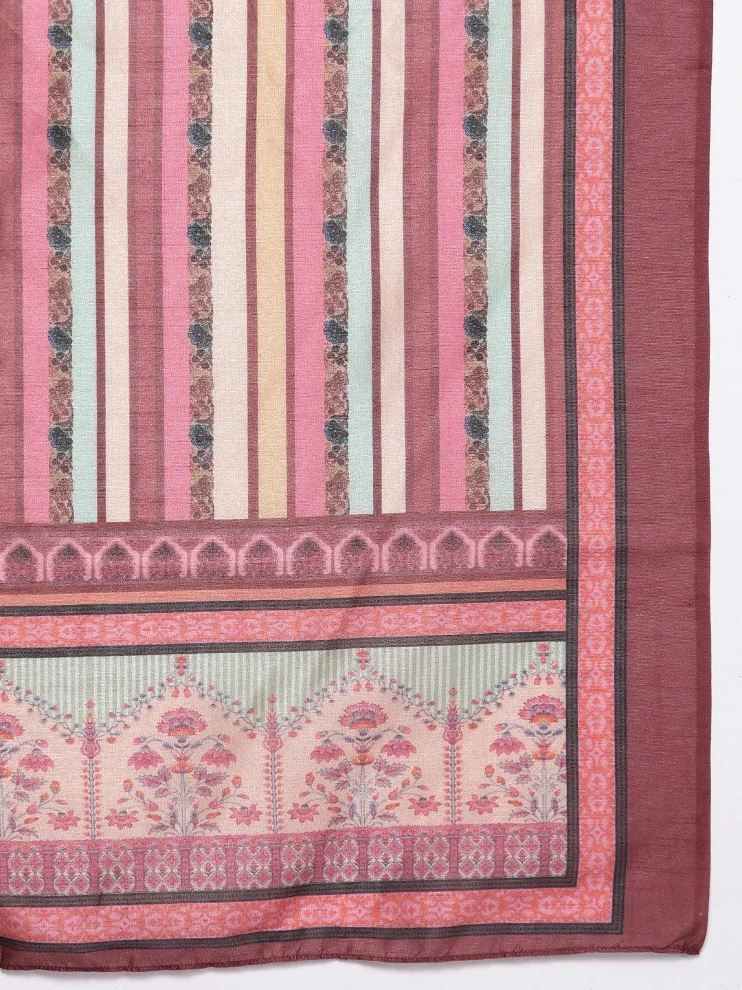 Maroon Yoke Design Rayon Straight Kurta With Trousers & Dupatta - Libas 