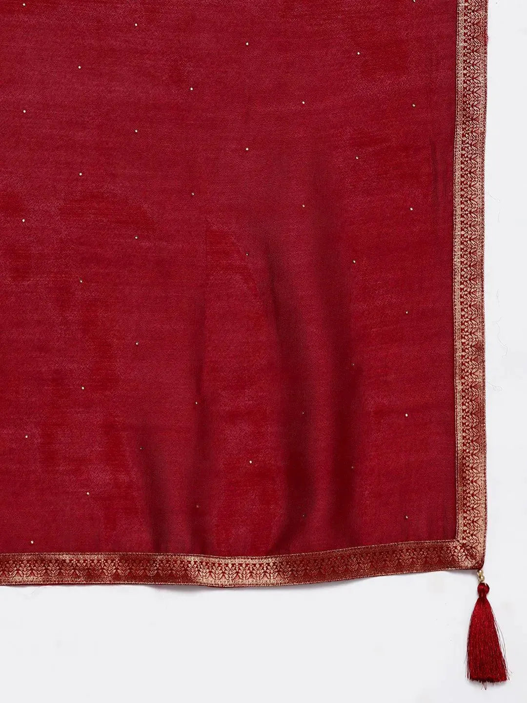 Maroon Yoke Design Silk Blend Anarkali Suit Set - Libas 