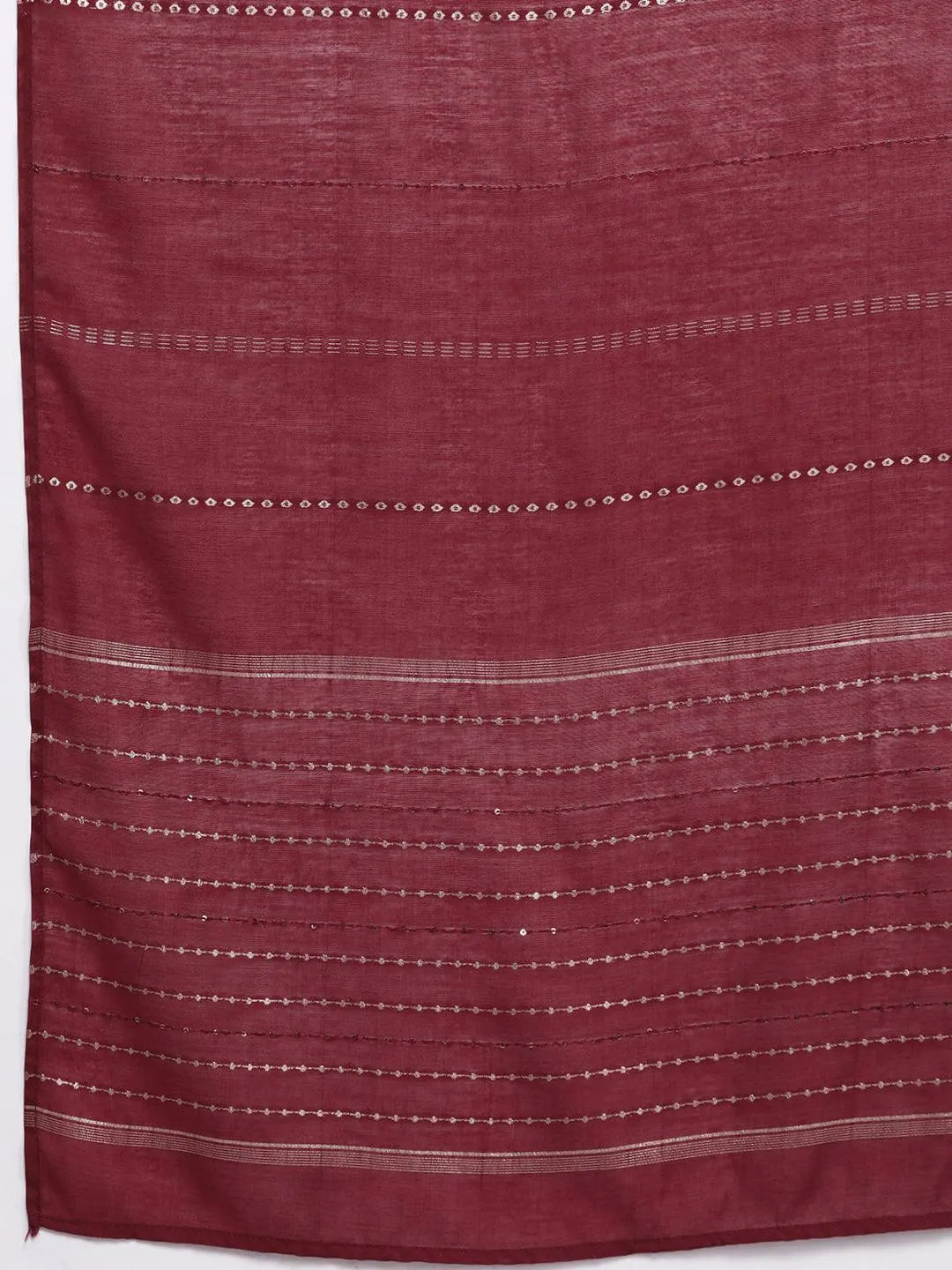 Maroon Yoke Design Silk Blend Straight Kurta With Trousers & Dupatta - Libas