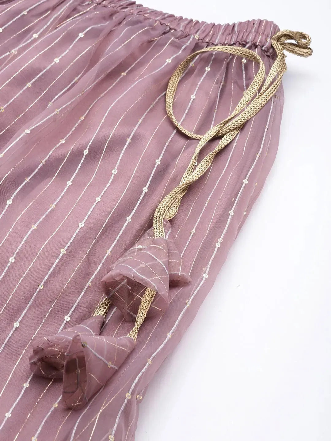 Mauve Embellished Organza Skirt - Libas 