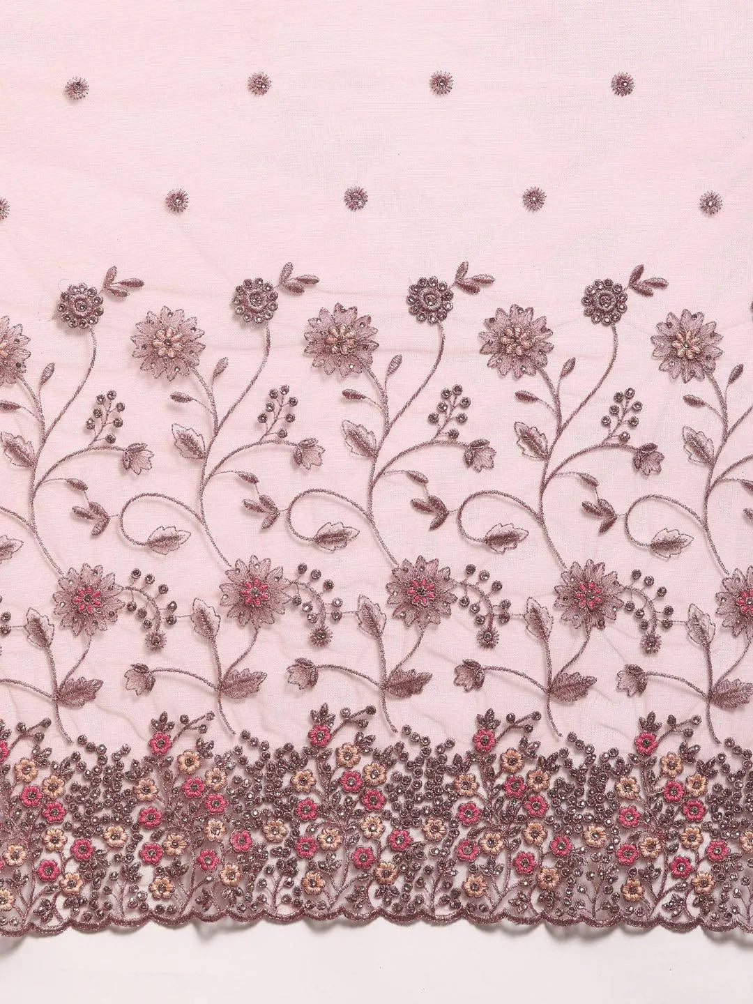Mauve Embroidered Net Saree - Libas 