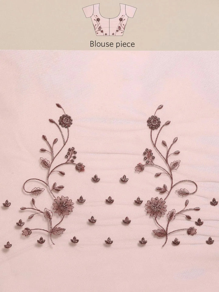 Mauve Embroidered Net Saree - Libas