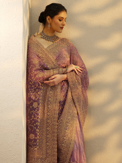 Libas Mauve Embroidered Nylon Saree with Blouse Piece at ₹1,799 (73% off)