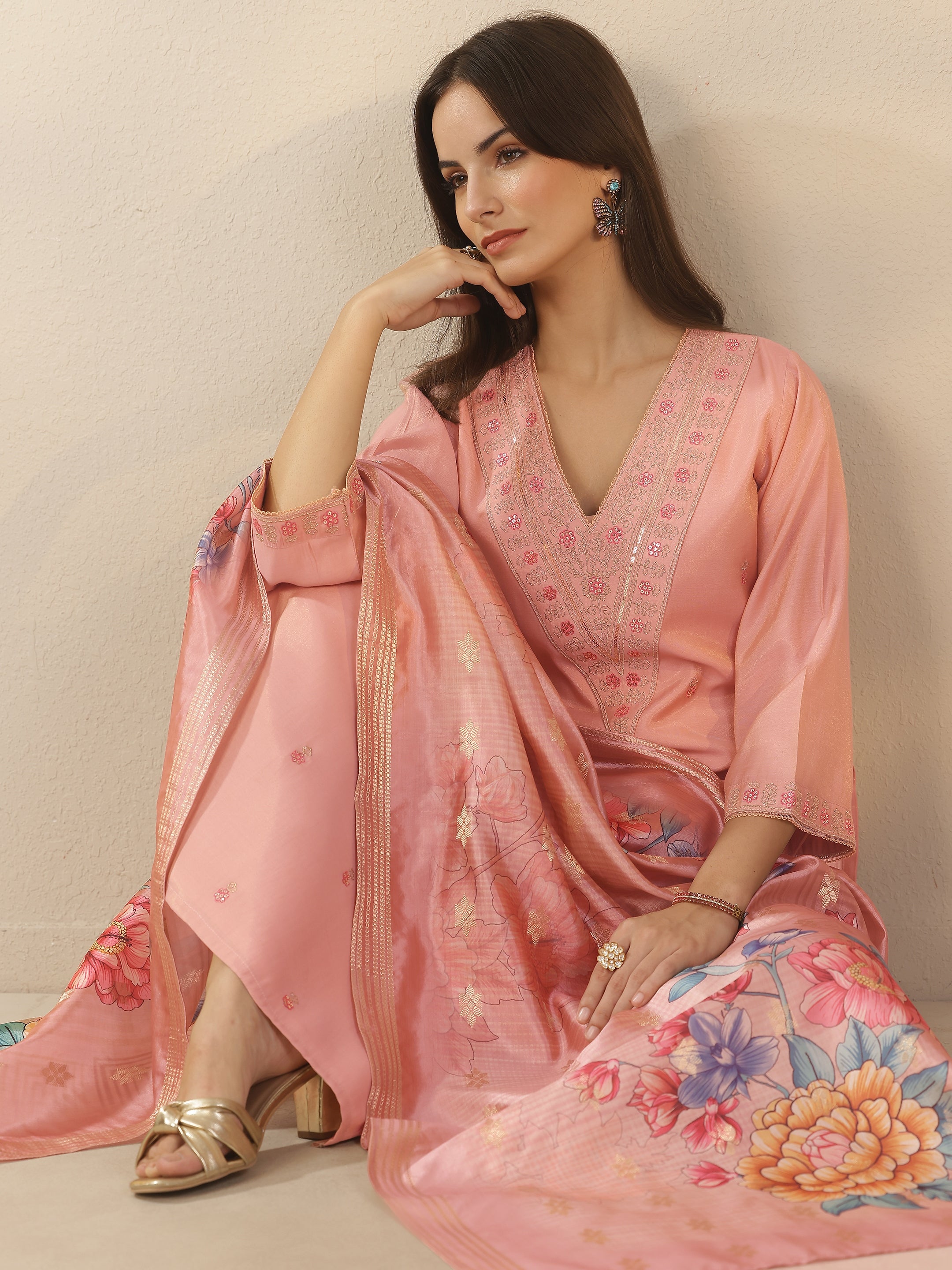 libas Mauve Embroidered Silk Blend Straight Suit Set With Dupatta-picture-59
