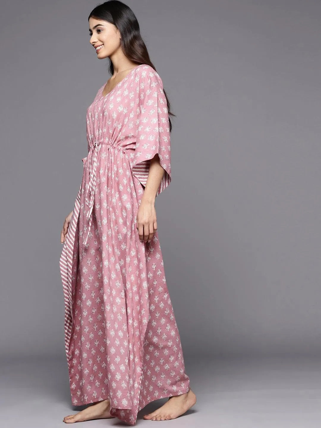 Mauve Printed Cotton Nightdress - Libas 