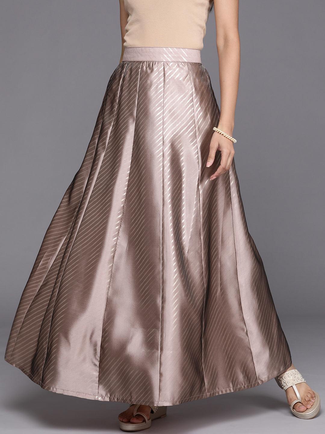 Mauve Printed Silk Blend Skirt - Libas