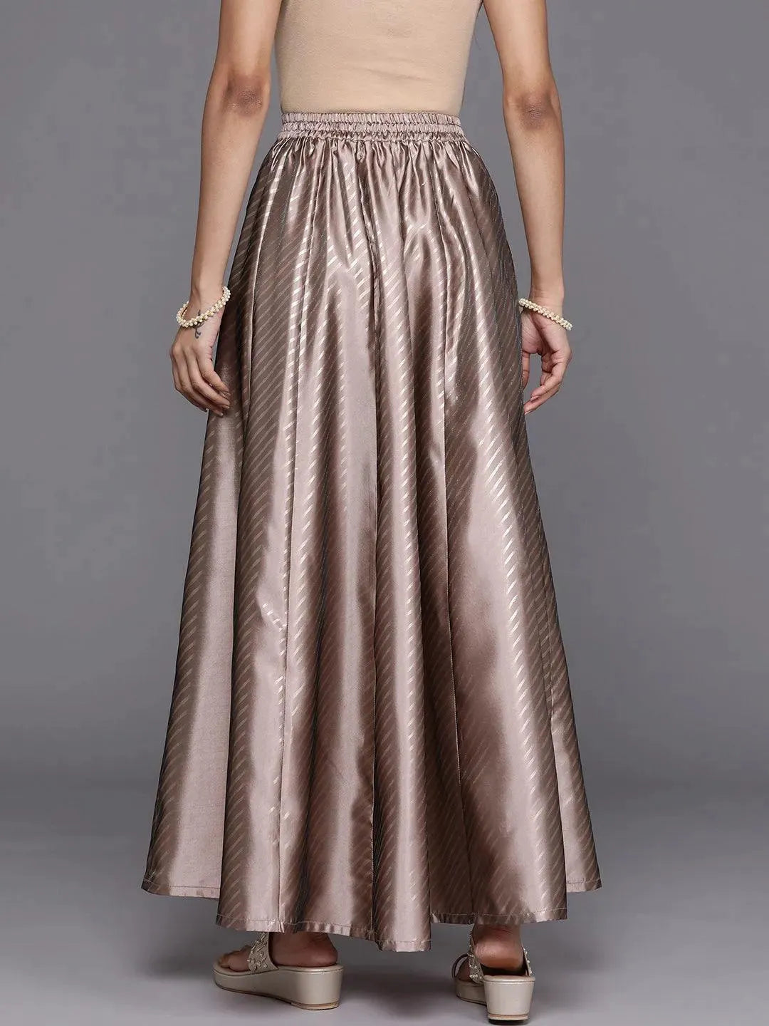 Mauve Printed Silk Blend Skirt - Libas 