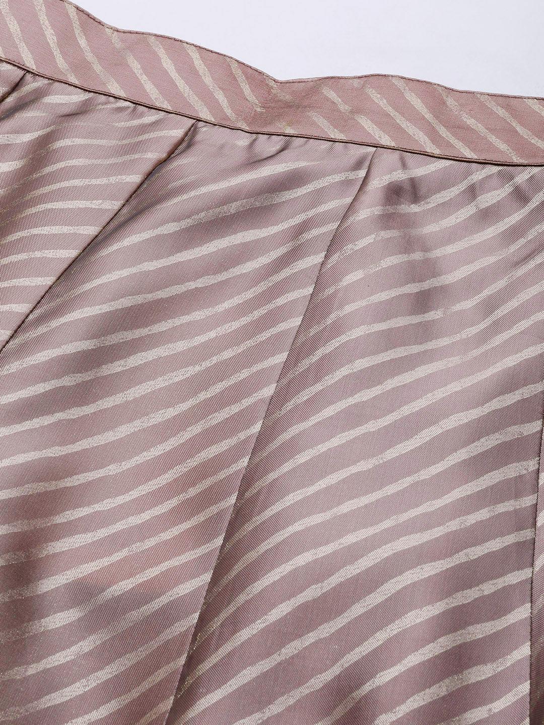 Mauve Printed Silk Blend Skirt