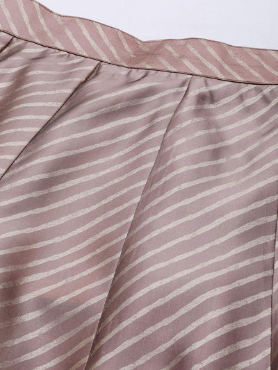 Mauve Printed Silk Blend Skirt - Libas