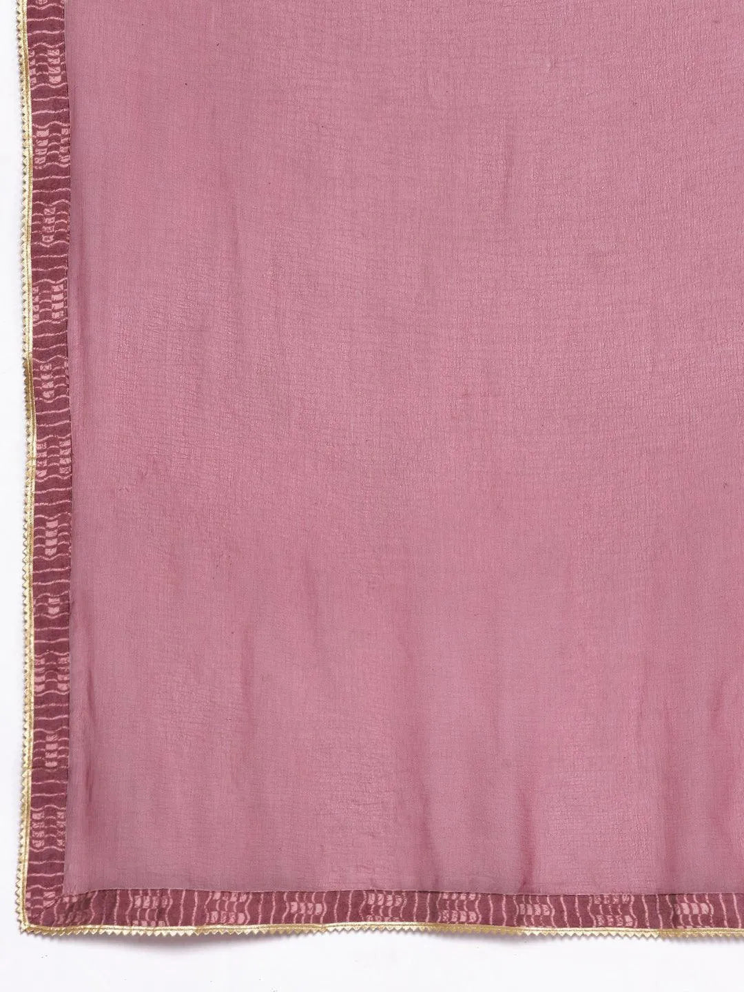 Mauve Printed Silk Blend Straight Suit Set With Palazzos - Libas 
