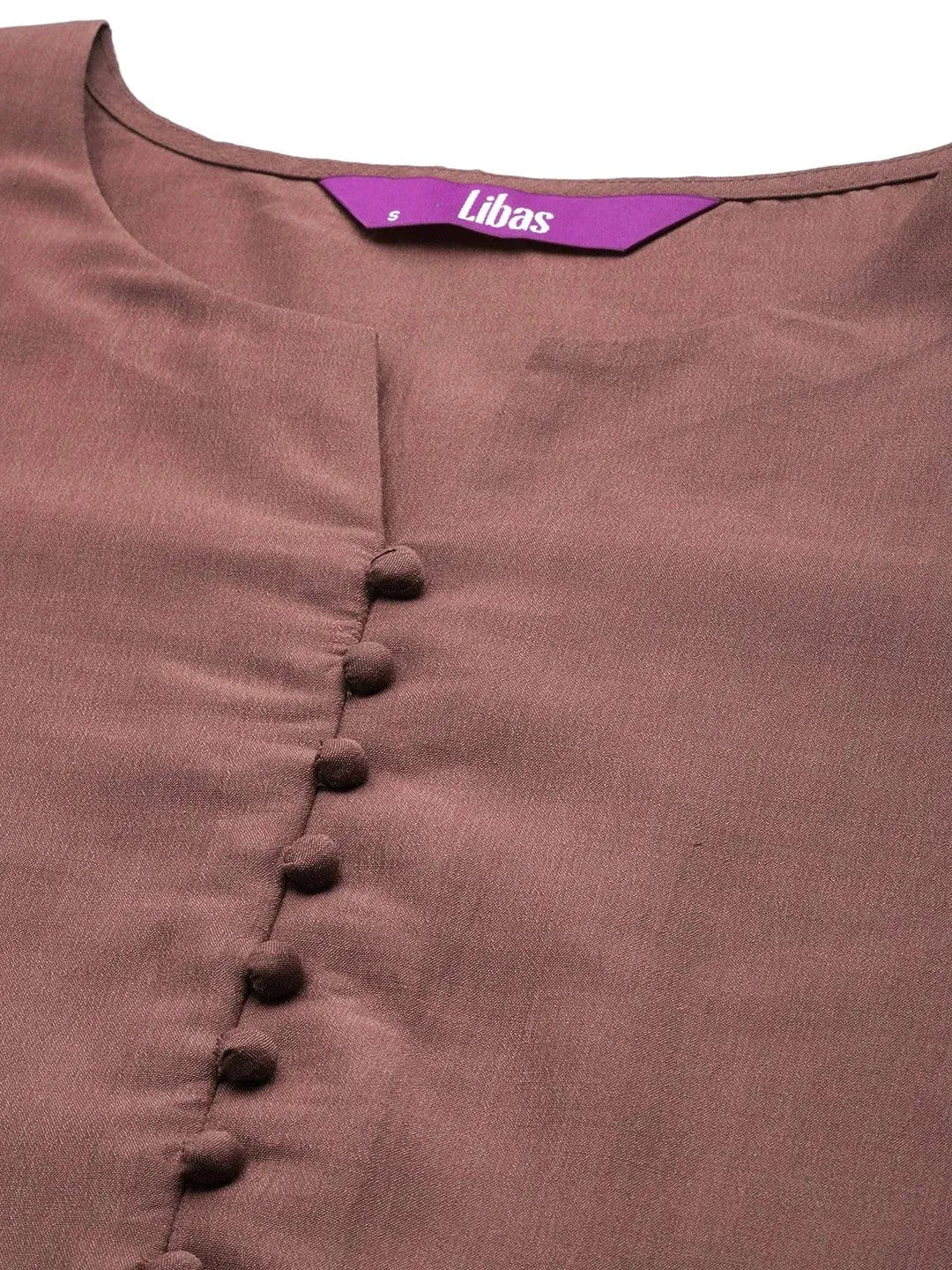 Mauve Solid Silk Blend Straight Suit Set - Libas 