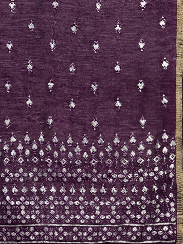 Mauve Solid Silk Blend Straight Kurta With Palazzos & Dupatta - Libas