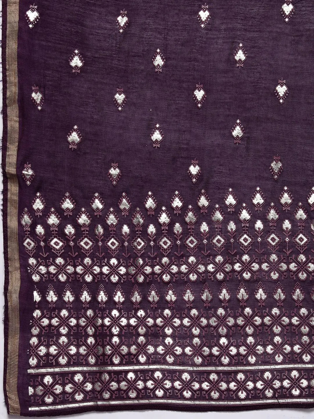 Mauve Solid Silk Blend Straight Kurta With Palazzos & Dupatta - Libas 