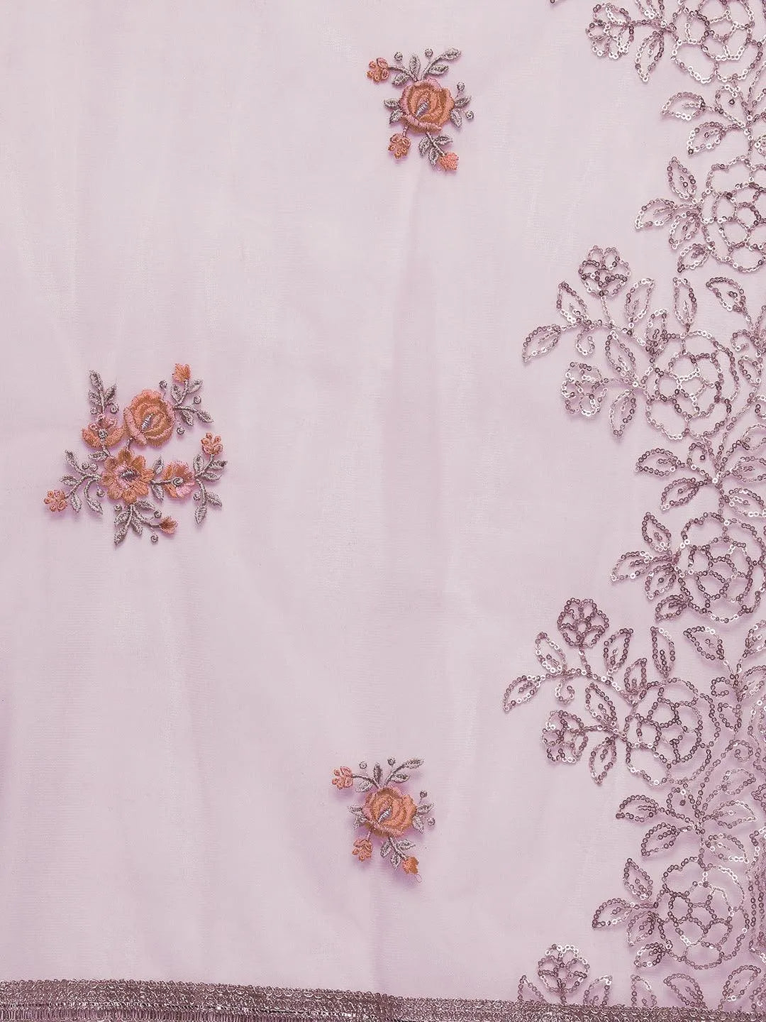 Mauve Yoke Design Silk Blend Straight Kurta With Trousers & Dupatta - Libas 