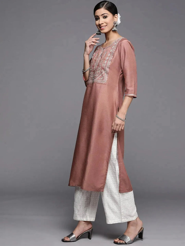 Mauve Yoke Design Silk Kurta - Libas
