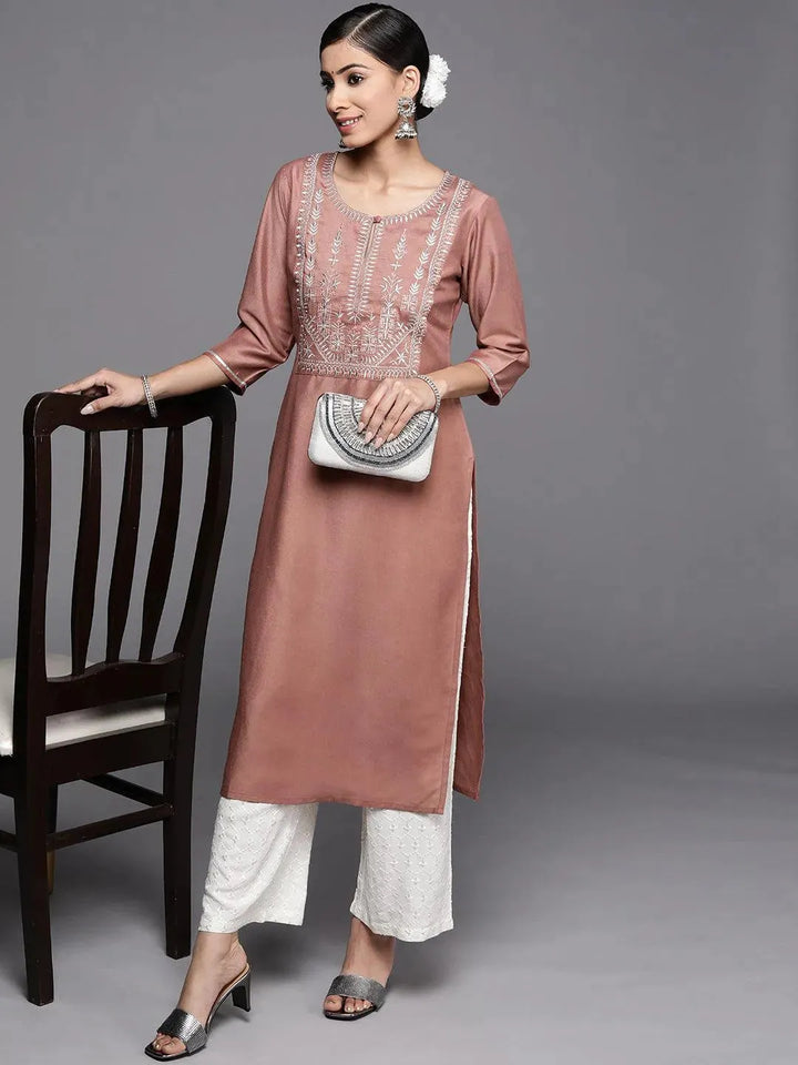 Mauve Yoke Design Silk Kurta - Libas