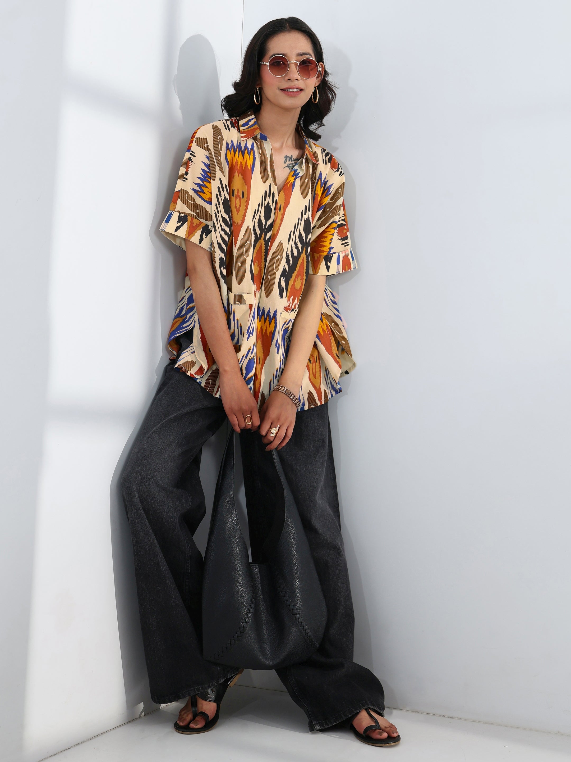 libas Multi- Coloured Abstract Printed Cotton Straight Short Kurti-picture-24