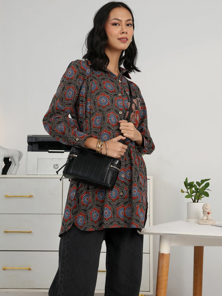 Gerua Multi Floral Printed Cotton Blend Shirt