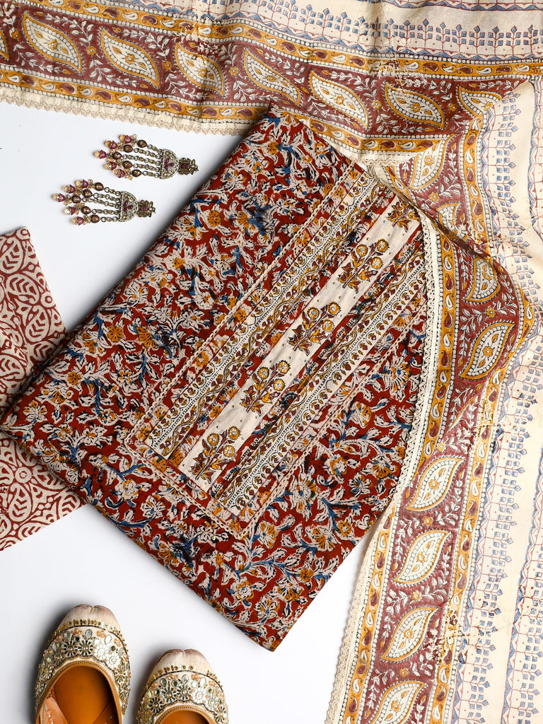Libas Multi Floral Printed Cotton Dress Material With Dupatta