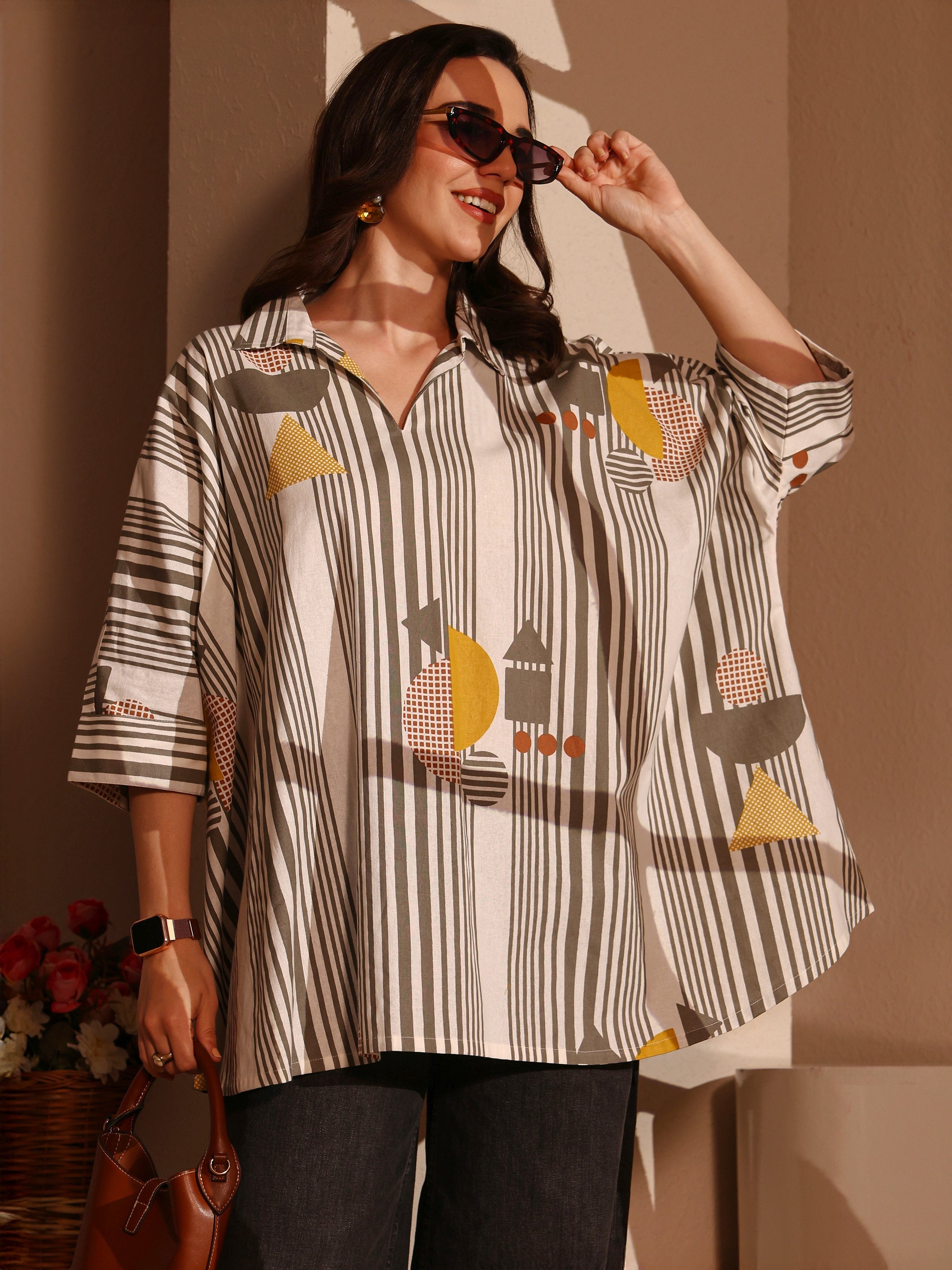 libas Multi Geometric Printed Cotton Straight Short Kurti-picture-18