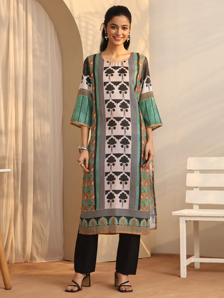 Libas Multi Printed Cotton Blend Straight Kurta
