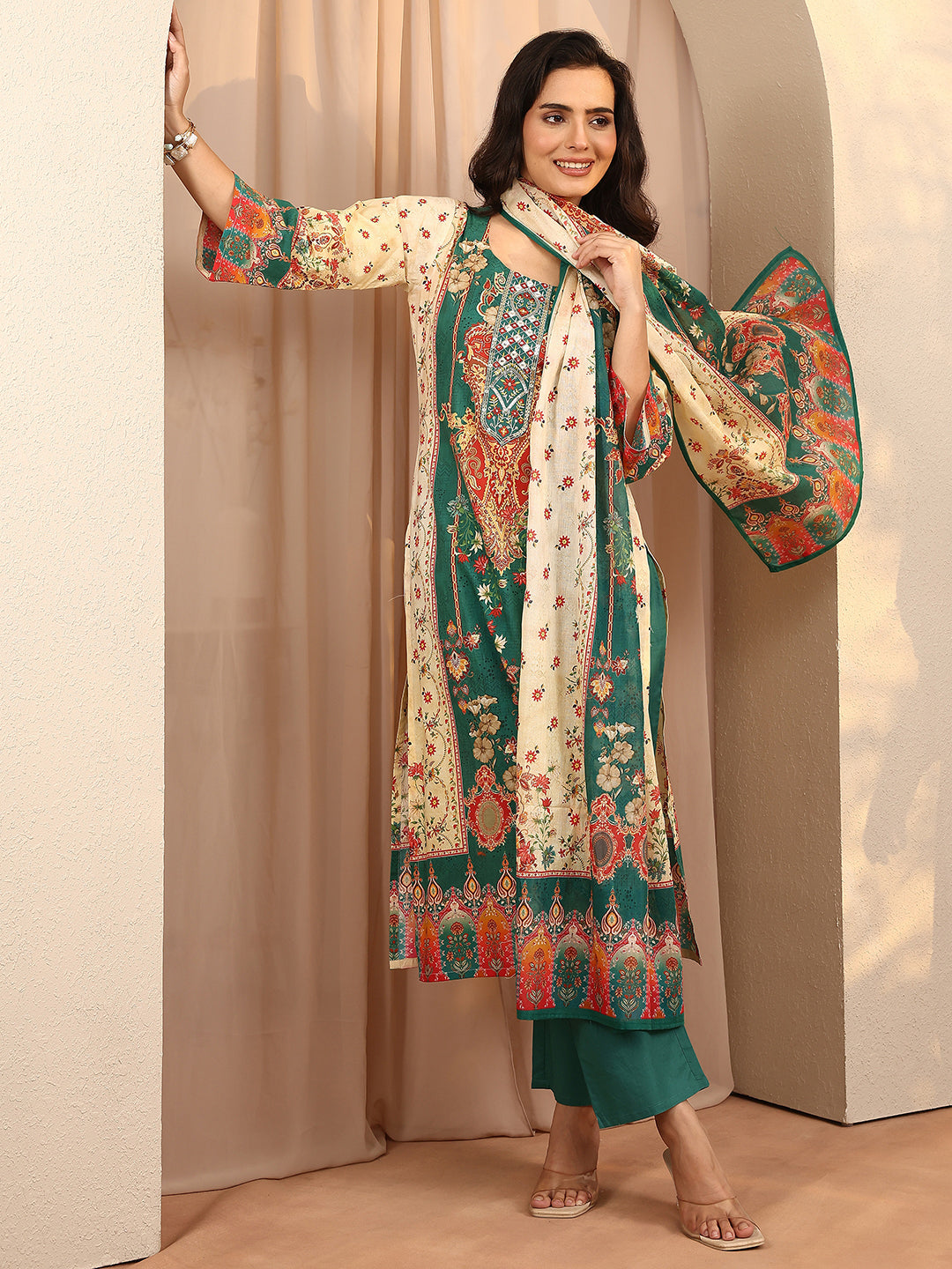 Multi Printed Cotton Straight Suit Set With Dupatta-image-44