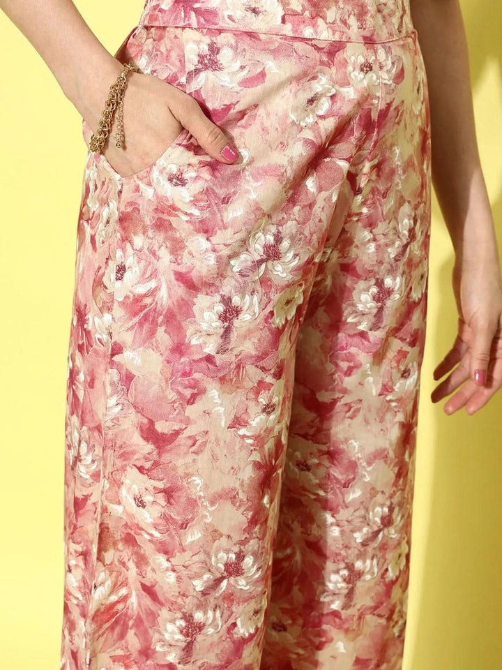 Multi Printed Cotton Top With Palazzos - Libas