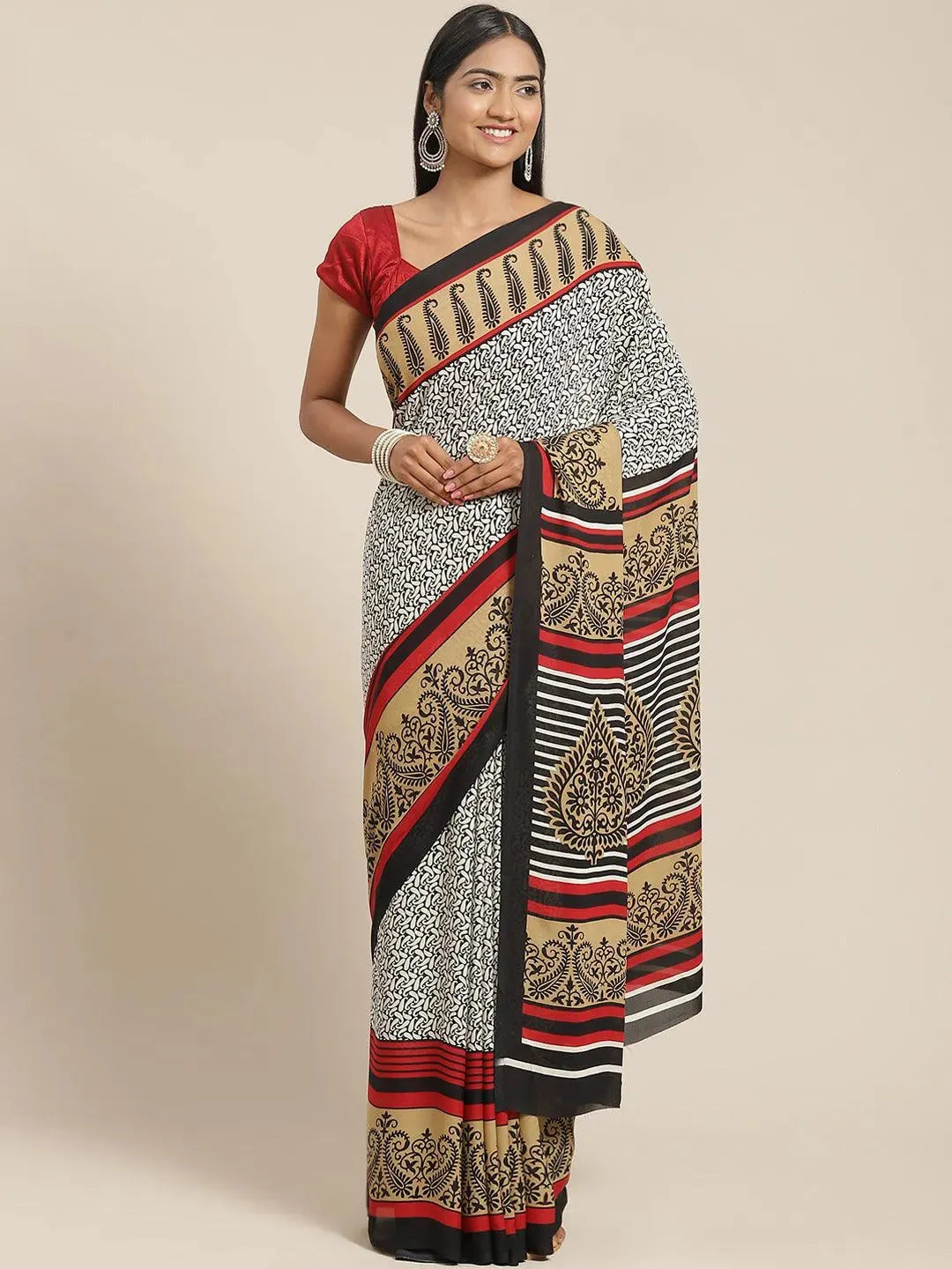 Multi Printed Georgette Saree - Libas