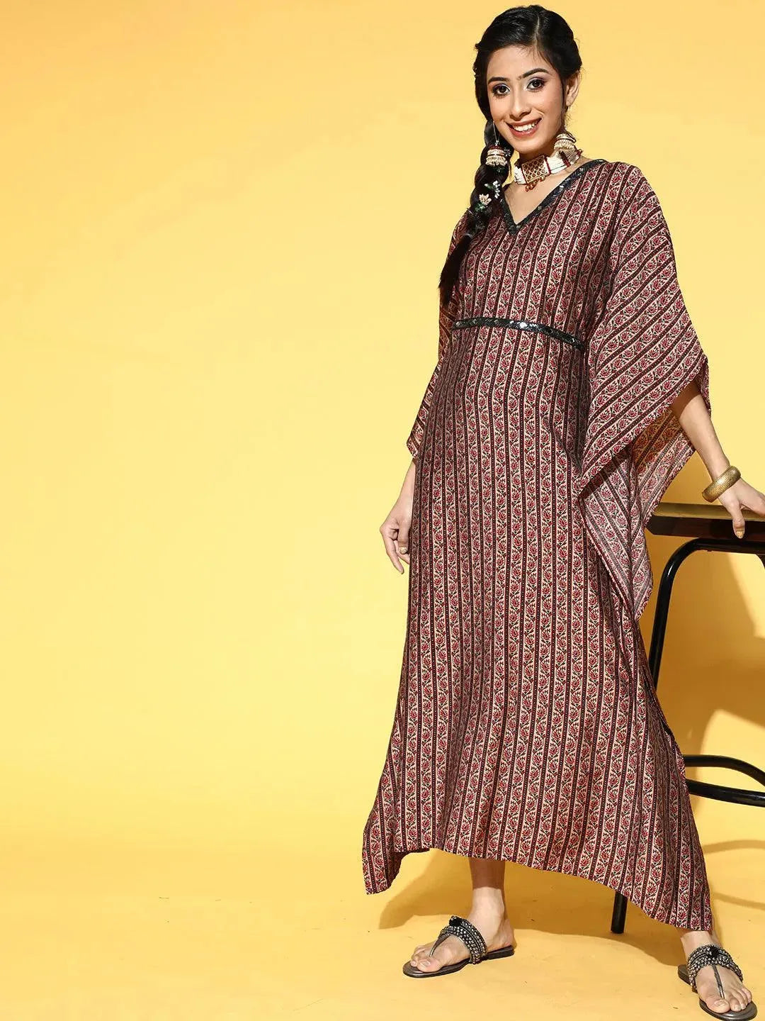 Multic Printed Silk Blend Dress - Libas 