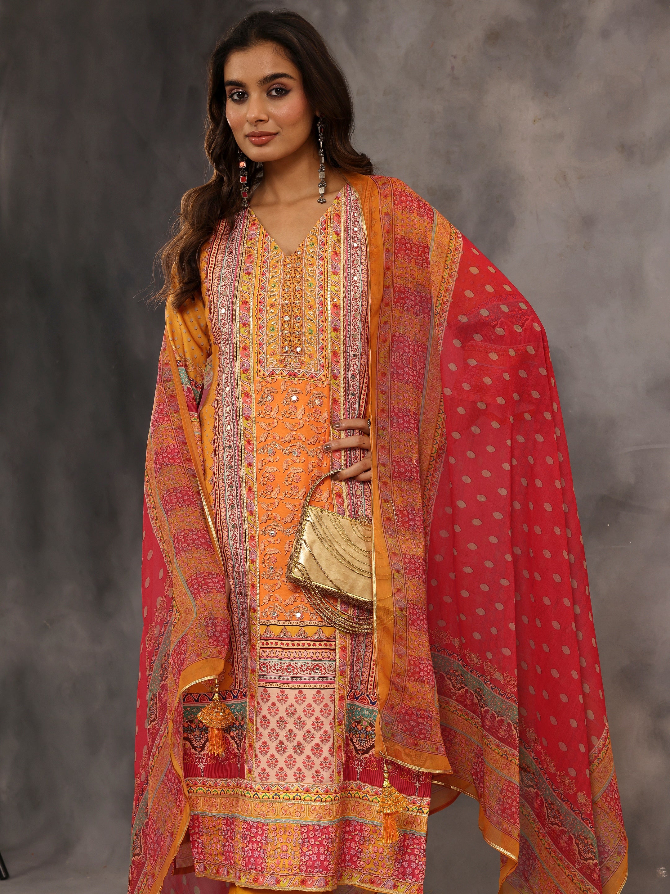 libas Multi Printed Silk Blend Straight Suit Set With Dupatta-picture-32