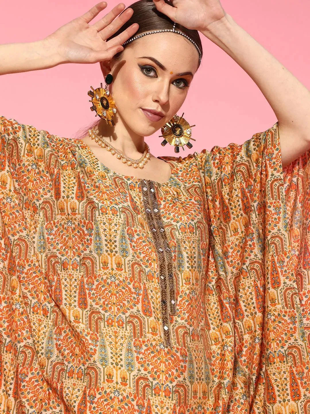 Multicolored Printed Silk Blend Dress - Libas 