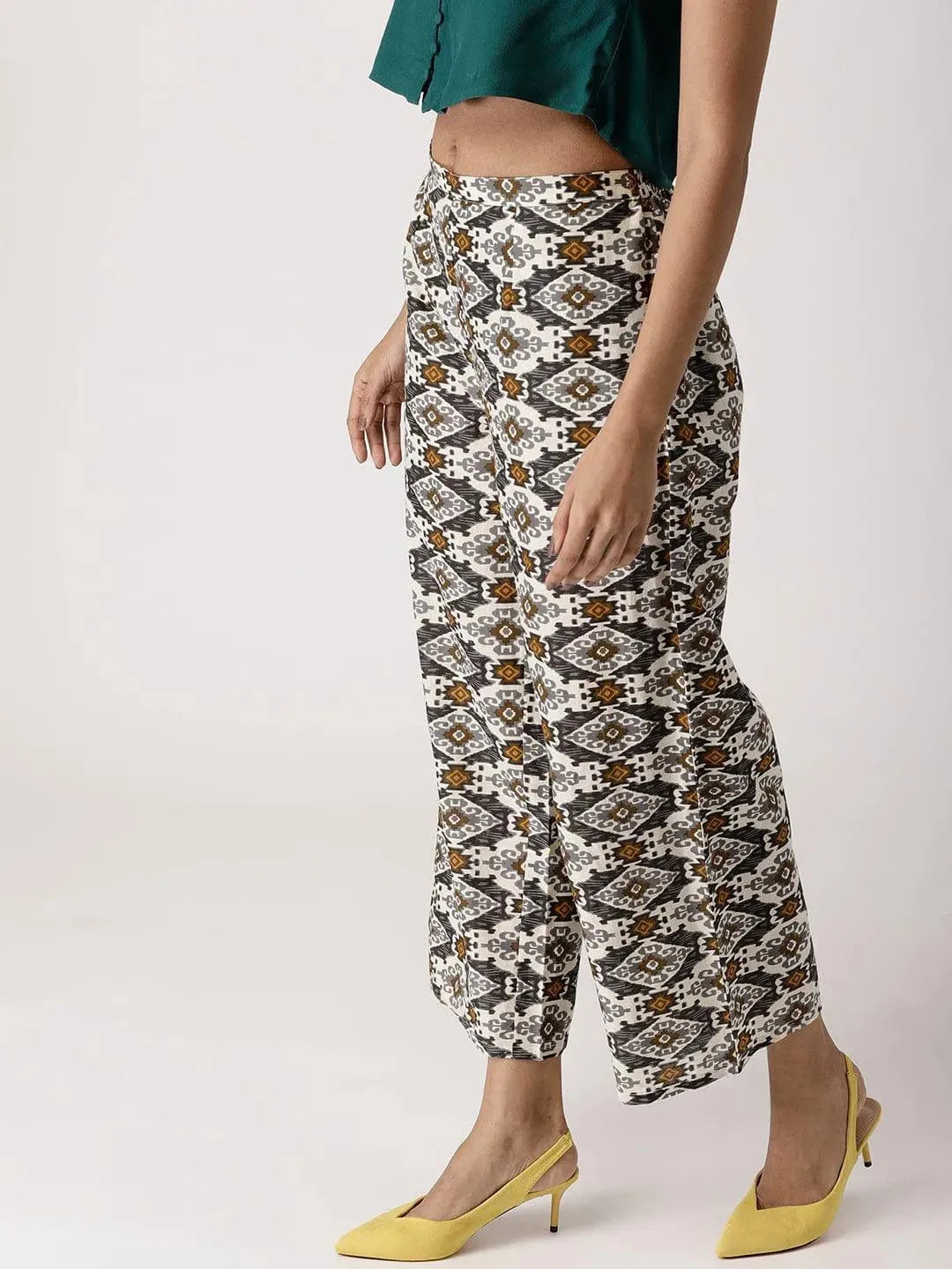 Multicoloured Abstract Cotton Palazzos - Libas 