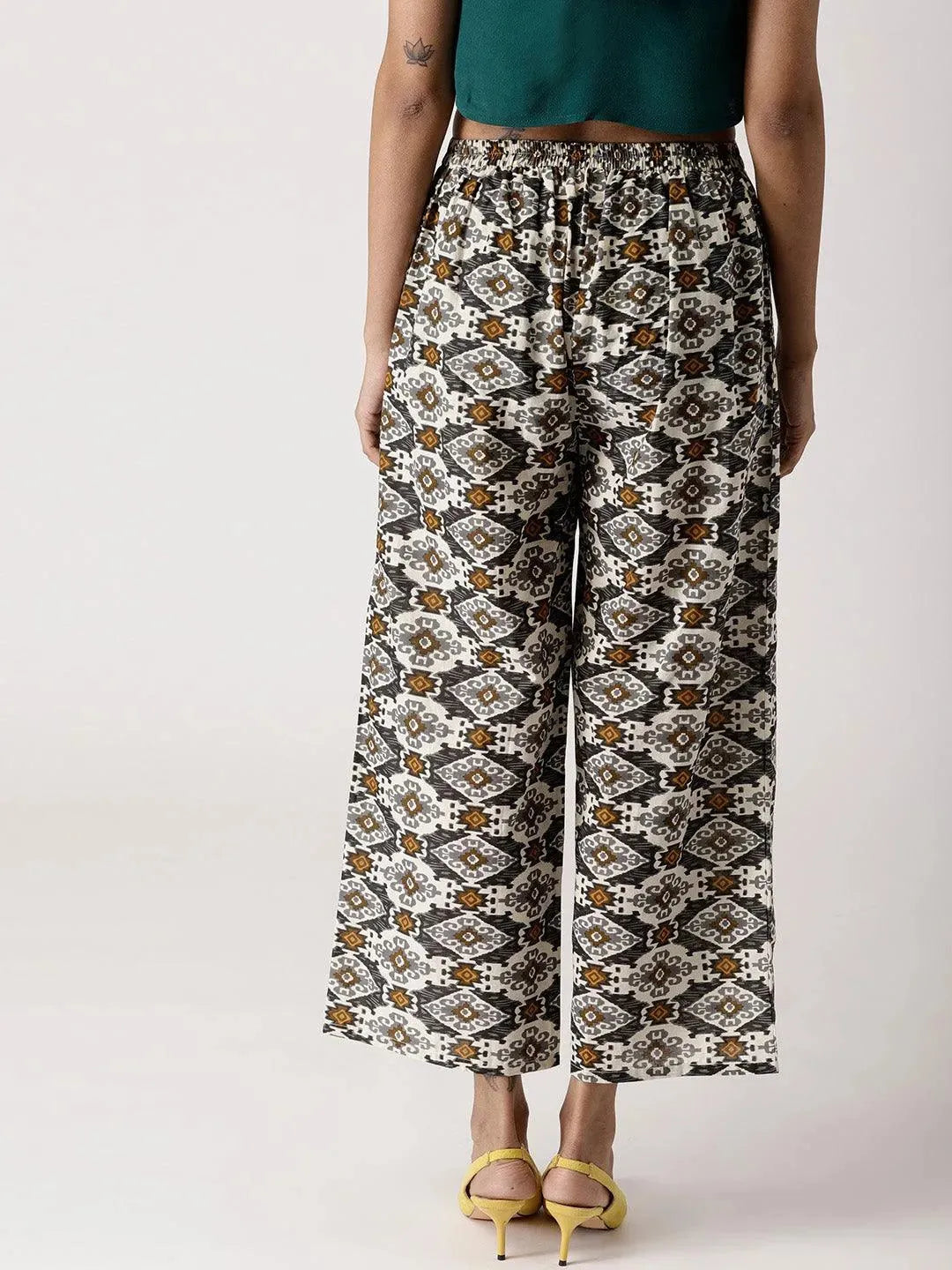 Multicoloured Abstract Cotton Palazzos - Libas 