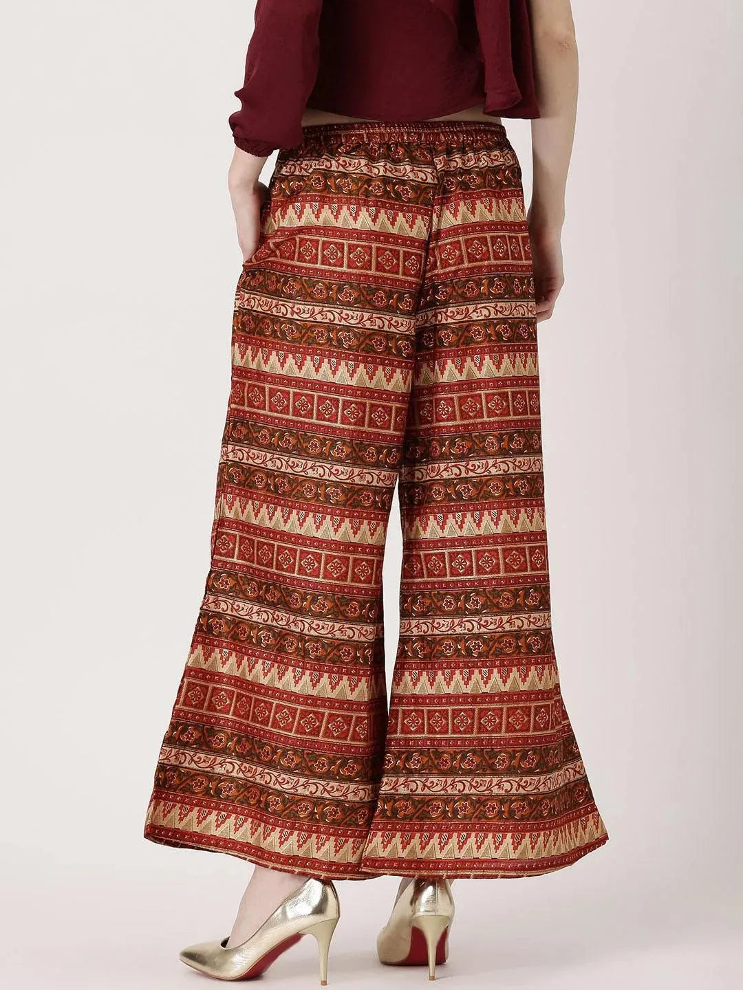 Multicoloured Abstract Polyester Palazzos - Libas 