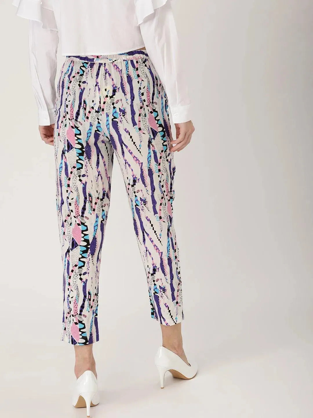 Multicoloured Abstract Rayon Trousers - Libas 