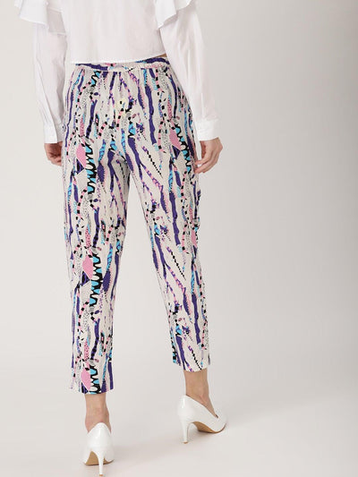 Multicoloured Abstract Rayon Trousers - Libas