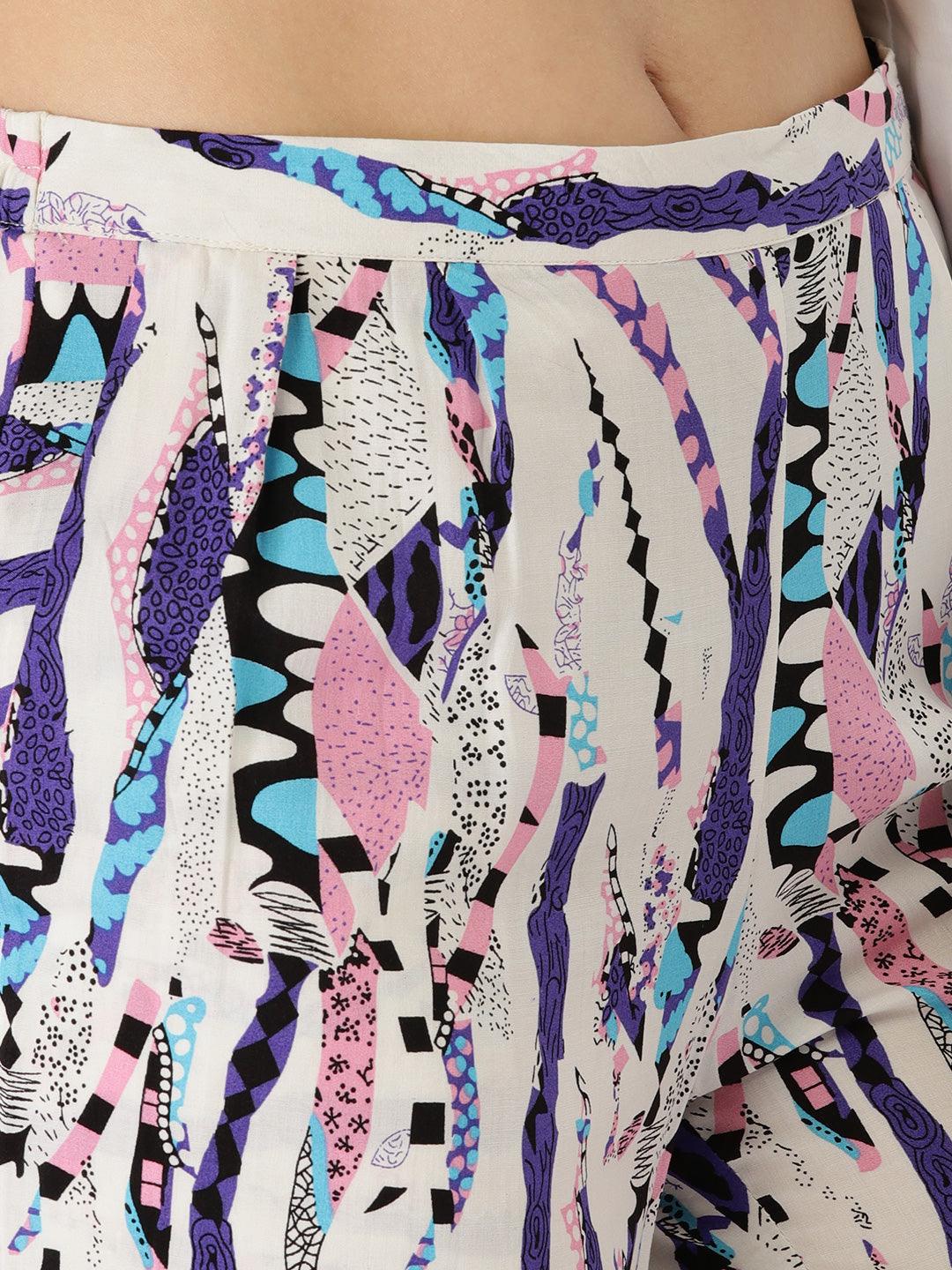 Multicoloured Abstract Rayon Trousers