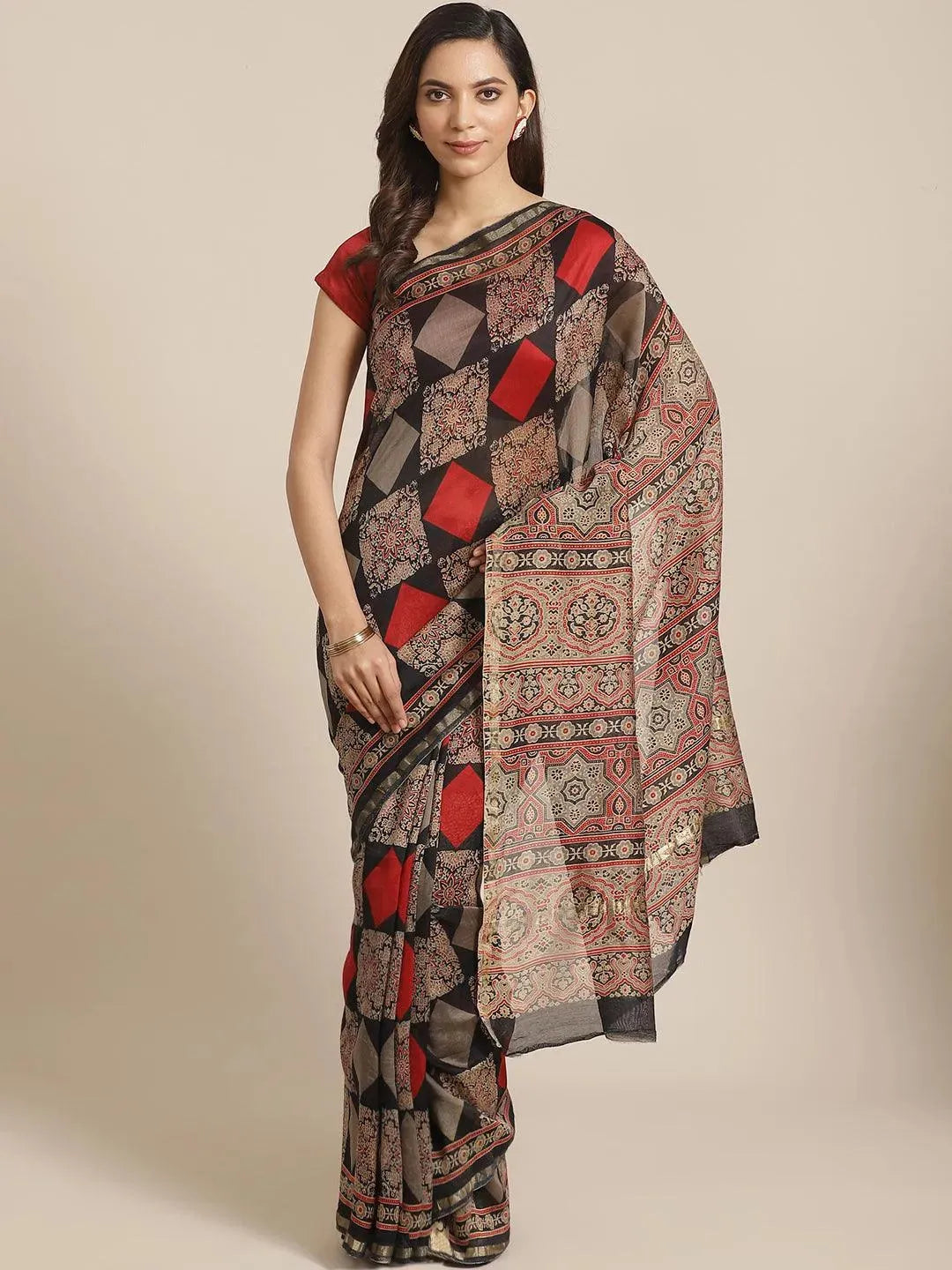 Multicoloured Chanderi Silk Saree - Libas