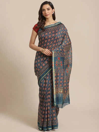 Multicoloured Chanderi Silk Saree - Libas