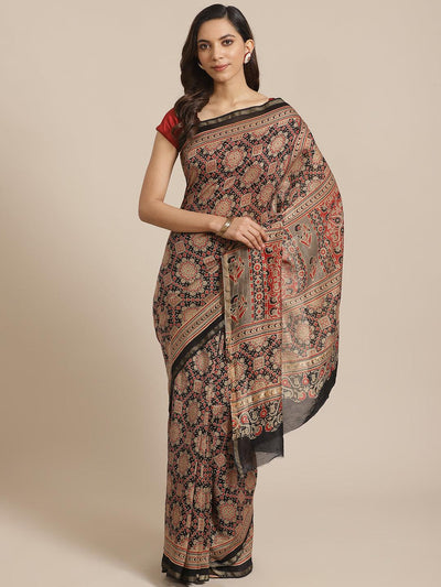 Multicoloured Chanderi Silk Saree - Libas