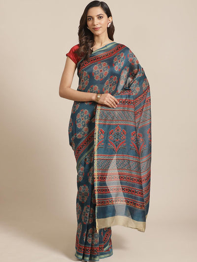 Multicoloured Chanderi Silk Saree - Libas