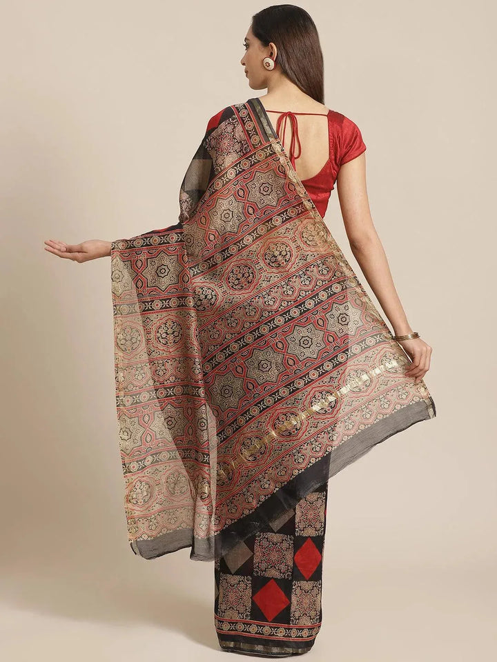 Multicoloured Chanderi Silk Saree - Libas