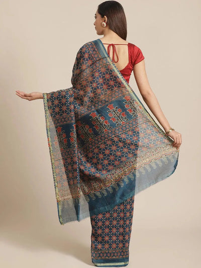 Multicoloured Chanderi Silk Saree - Libas