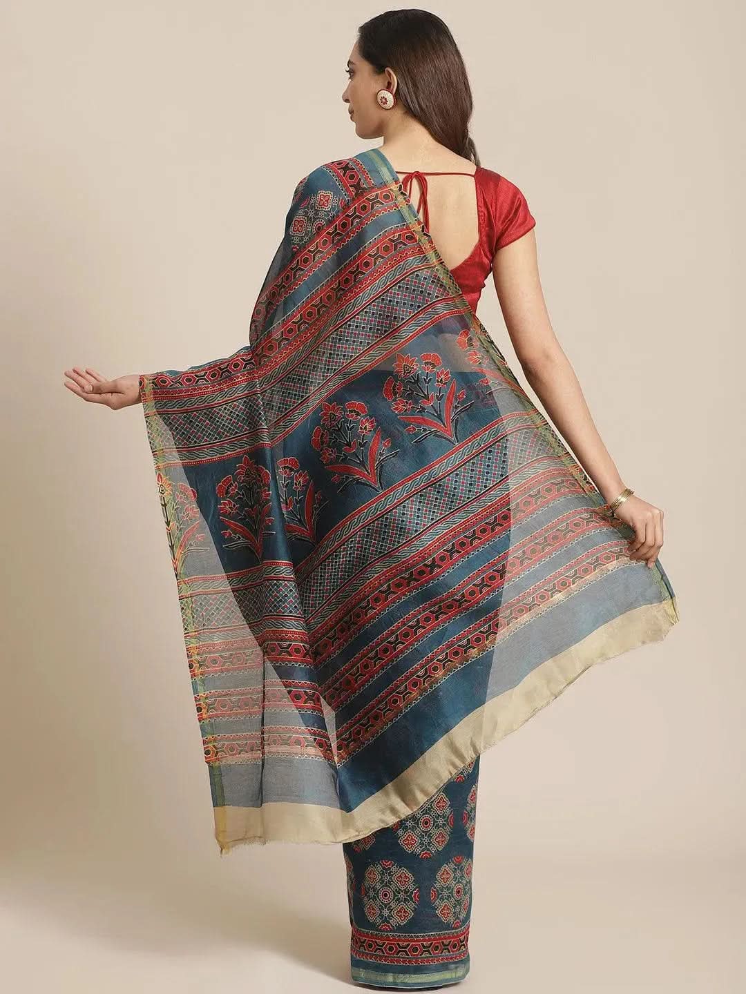 

Buy Multicoloured Chanderi Silk Saree - 14348 | Libas Ethnic Wear Online